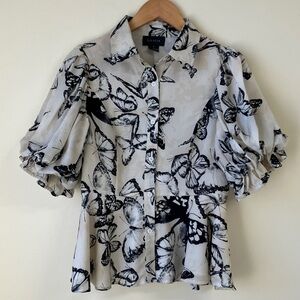 Gracia Butterfly Print Blouse Sz S
